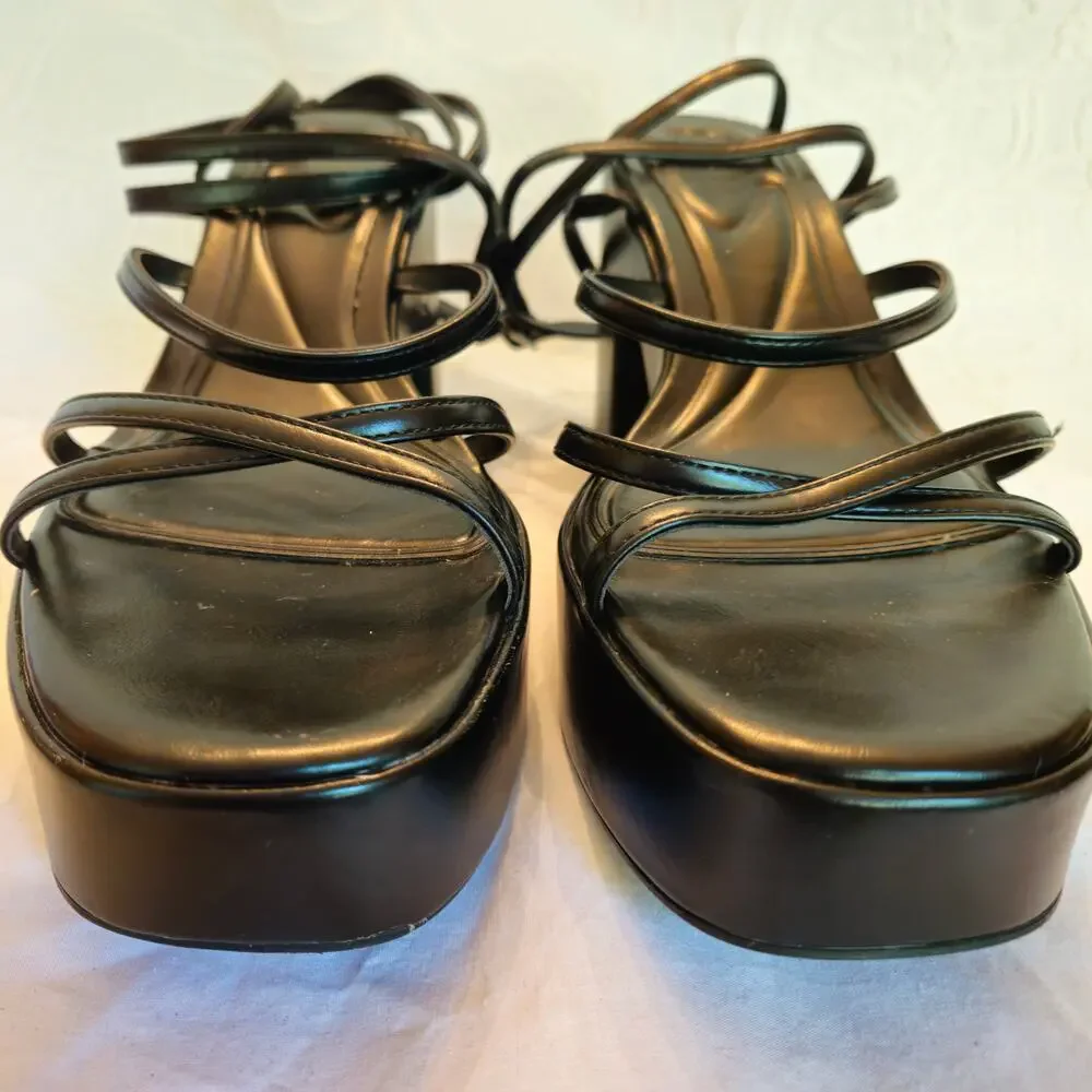 ZARA Black Y2K Strappy Platform Heels EU 41